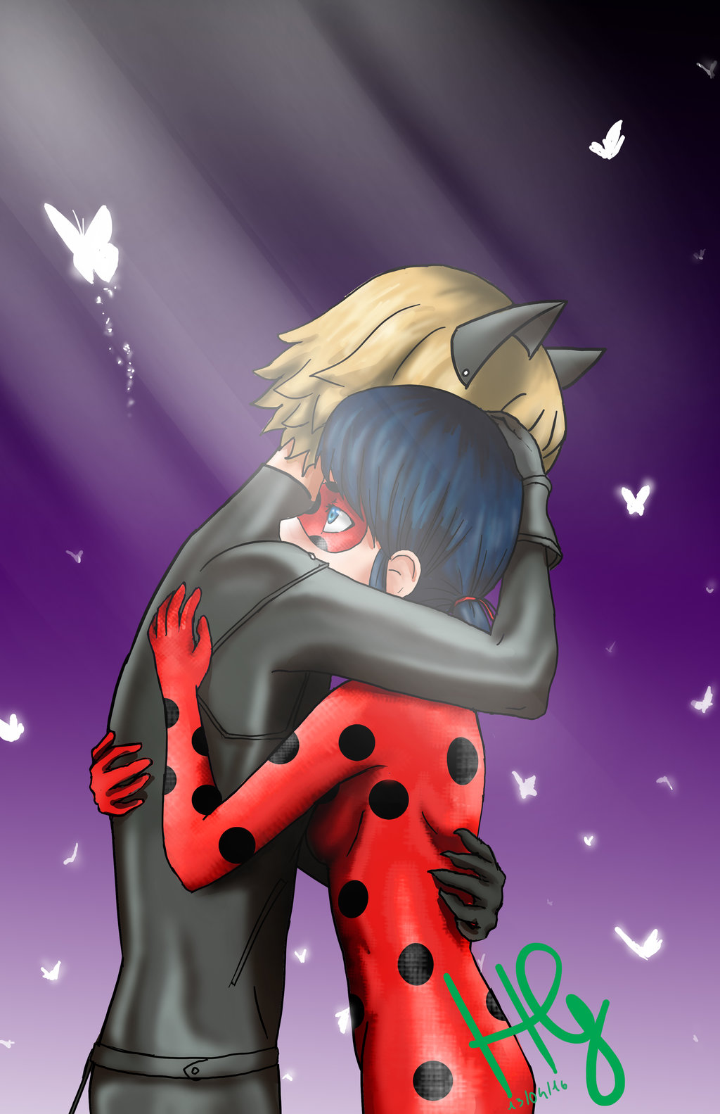 Miraculous Ladybug Wallpaper Entitled Ladybug And Chat - Fanart Ladybug X Catnoir , HD Wallpaper & Backgrounds