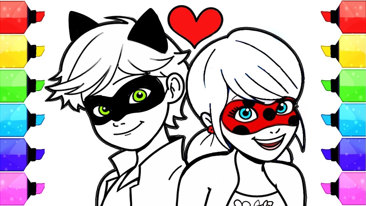 Full Size Of Coloring - Ladybug And Cat Noir Coloring Pages , HD Wallpaper & Backgrounds