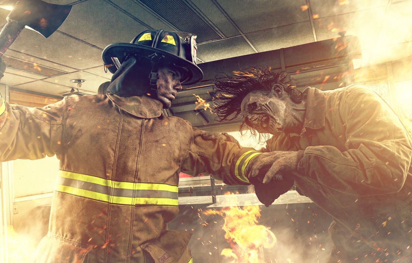 Firefighter Zombie , HD Wallpaper & Backgrounds