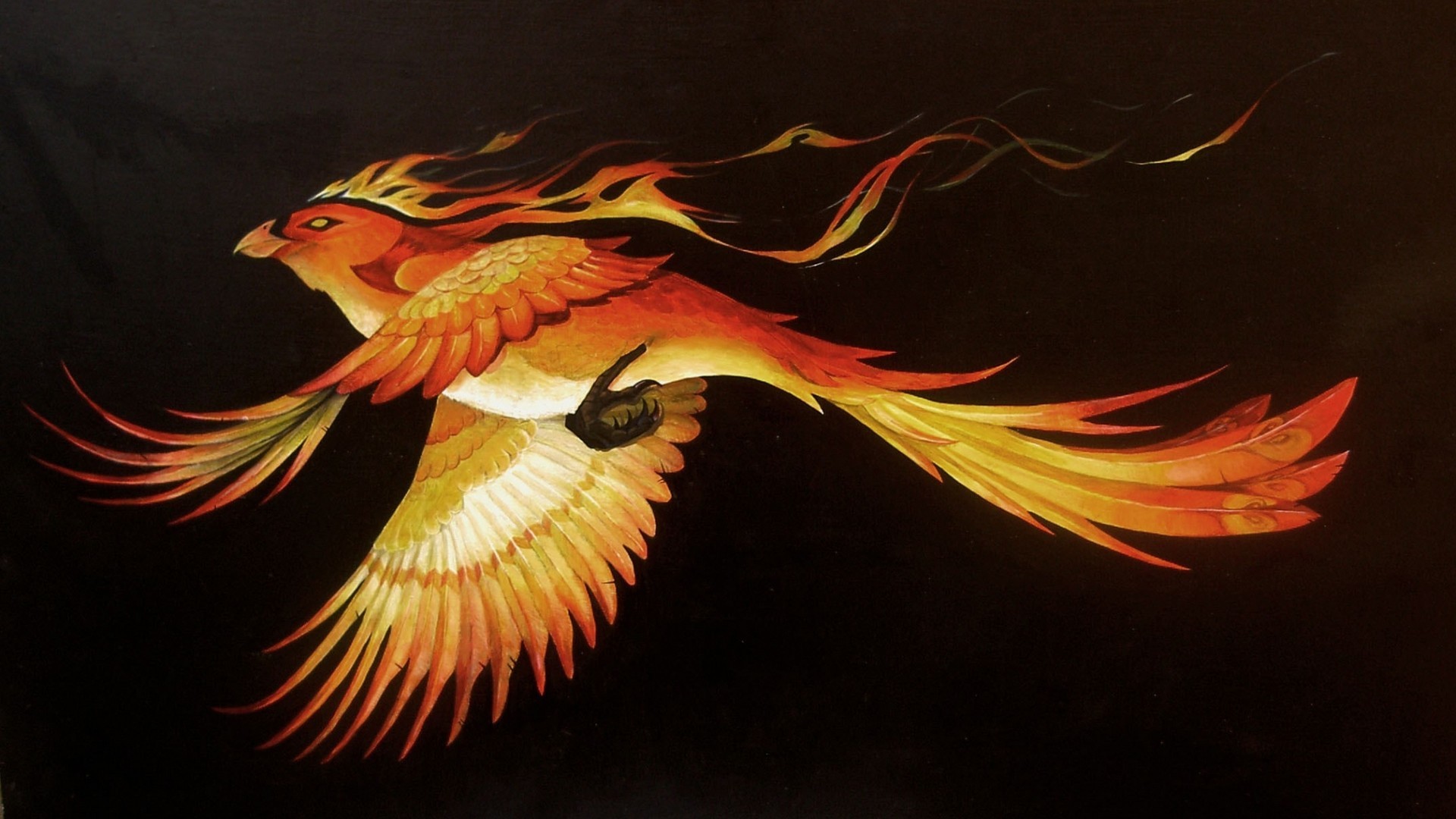 Full Wallpaper Phoenix Bird - Painting Phoenix Bird Art , HD Wallpaper & Backgrounds