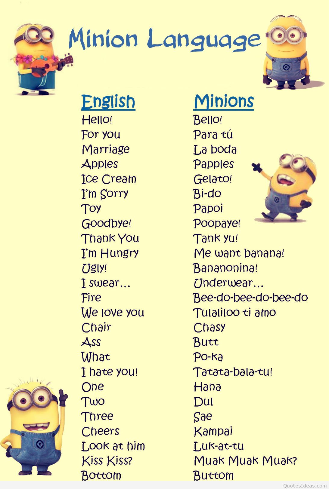 Minions Wallpaper With Quotes - Love You In Minion Language , HD Wallpaper & Backgrounds