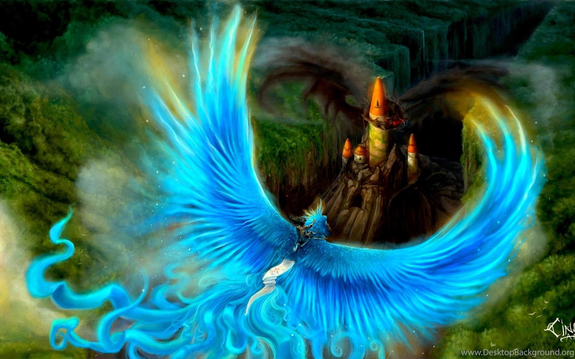 Blue Real Phoenix Bird , HD Wallpaper & Backgrounds