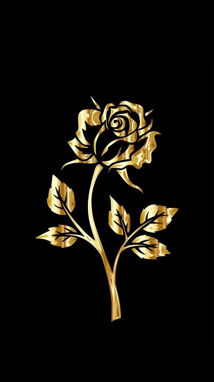 Golden Rose - Black And Gold Flower , HD Wallpaper & Backgrounds