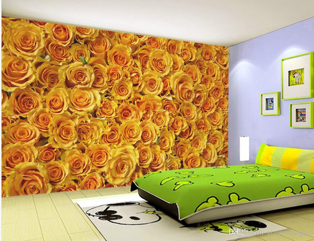 Top Classic 3d European Style Golden Rose Tv Background - Bed Of Roses Hd , HD Wallpaper & Backgrounds