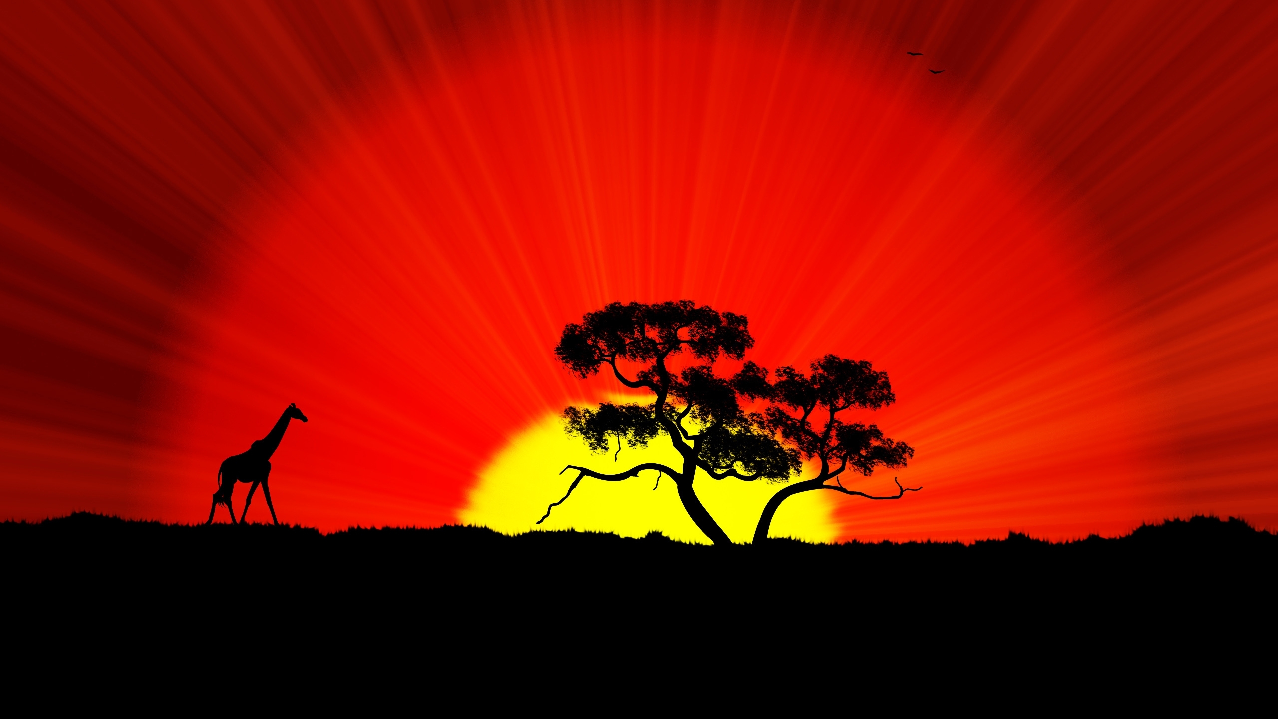 African Sunset Silhouette Giraffe Tree Crbeno Sky Sun - High Resolution African Background , HD Wallpaper & Backgrounds