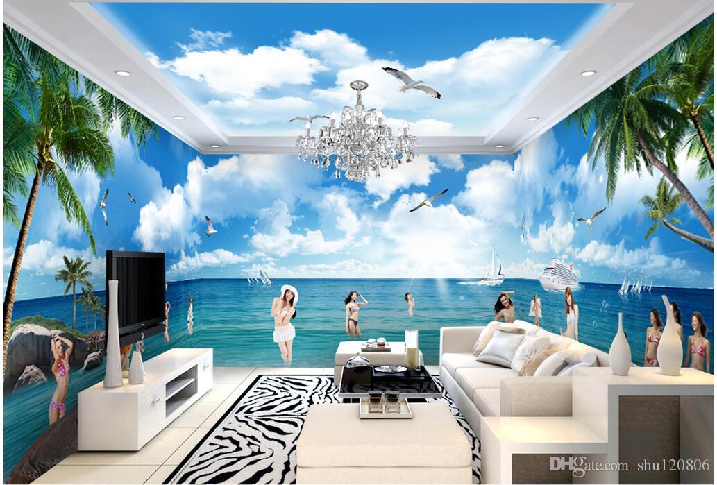 3d Room Wallpaer Custom Mural Photo The Sexy Bikini - Background 3d Room , HD Wallpaper & Backgrounds