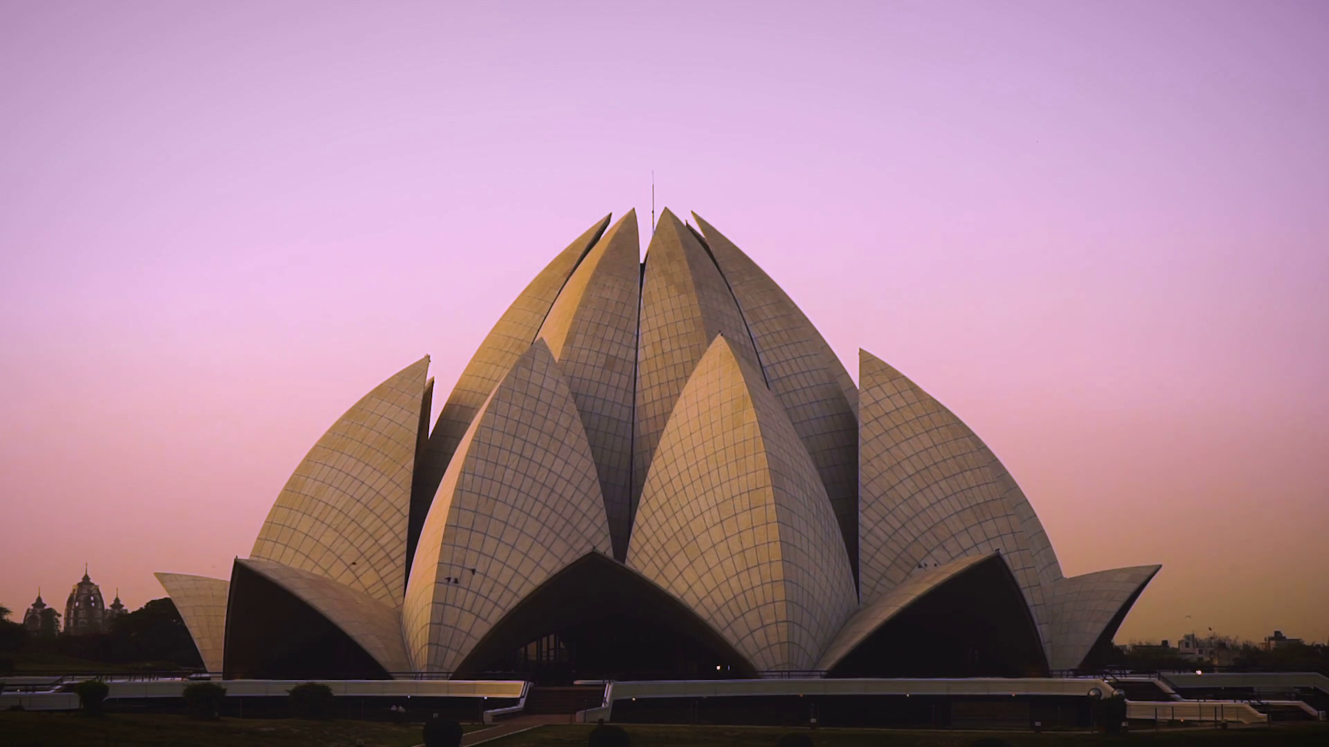 The Lotus Temple In New Delhi At The Sunset Stock Video - Lotus Temple , HD Wallpaper & Backgrounds