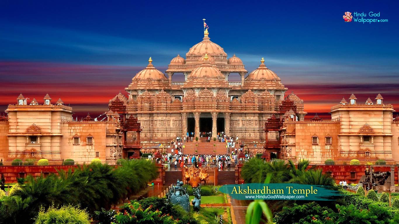 Akshardham Temple Hd Wallpaper For Desktop Free Download - Delhi Akshardham Temple Hd , HD Wallpaper & Backgrounds