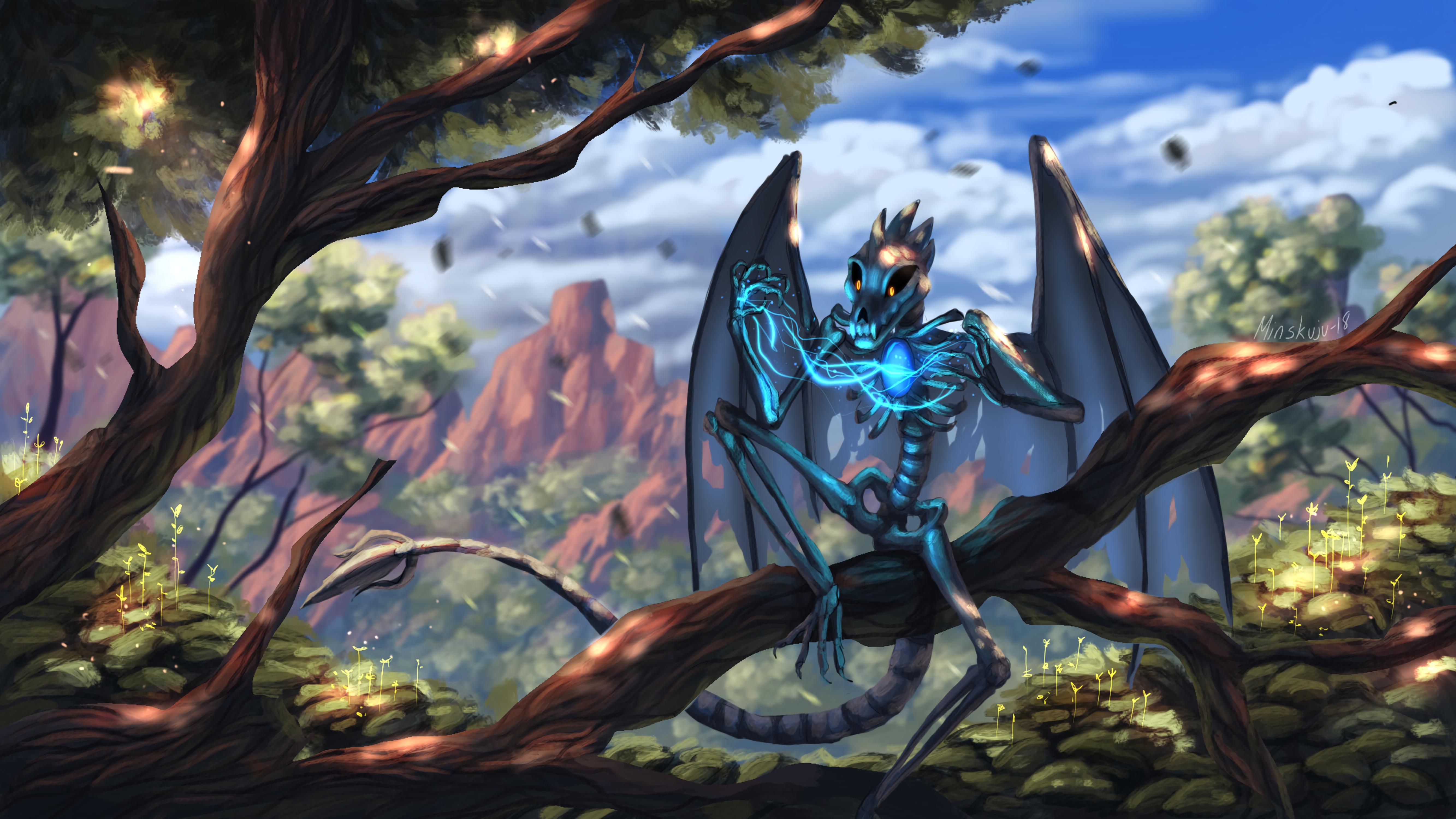 Dragon, Skeleton, Wings, Creature, Magical, Fabulous - Dragon Skeleton , HD Wallpaper & Backgrounds