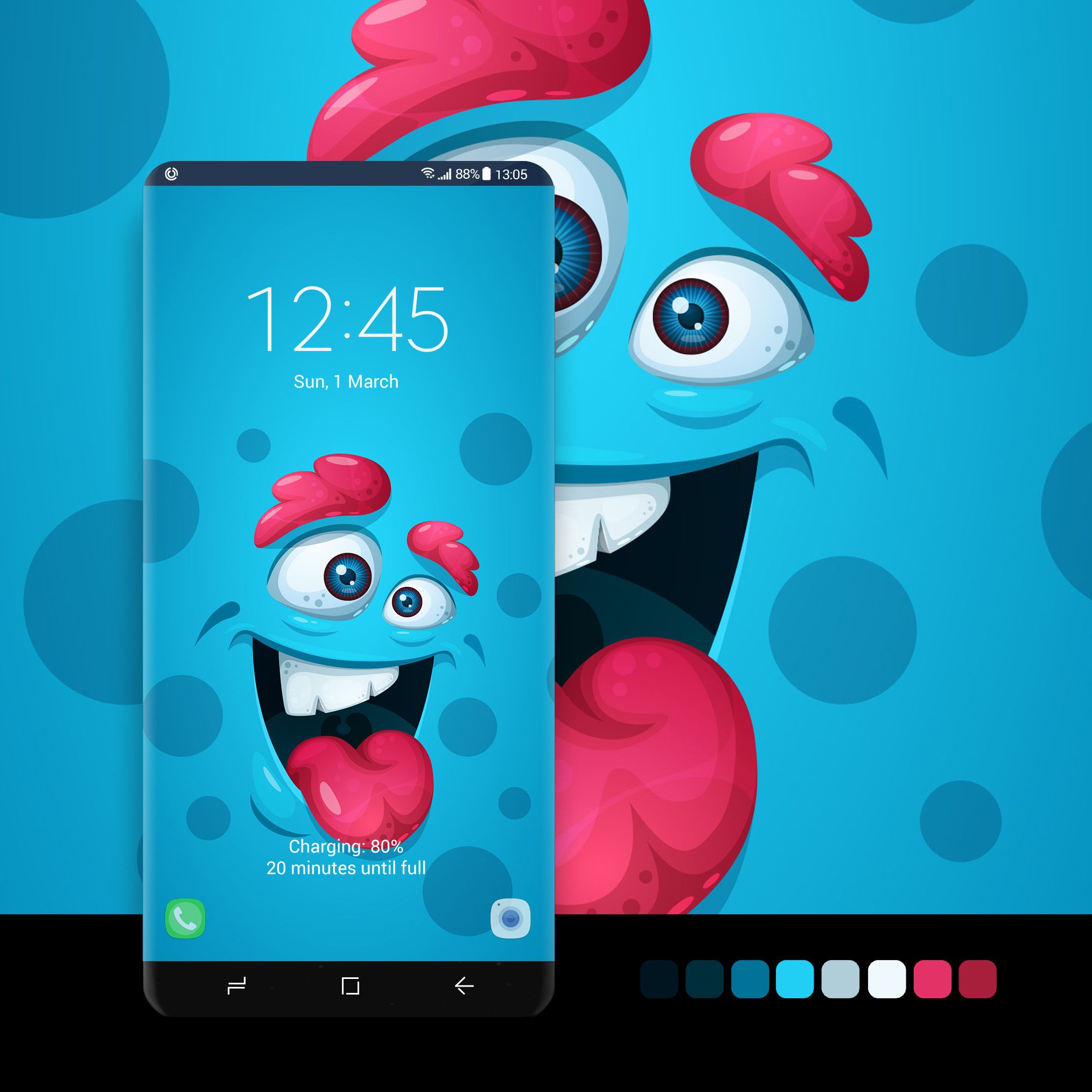 Light Blue Monster Wallpaper - 3d Cartoon Wallpaper For S8 , HD Wallpaper & Backgrounds