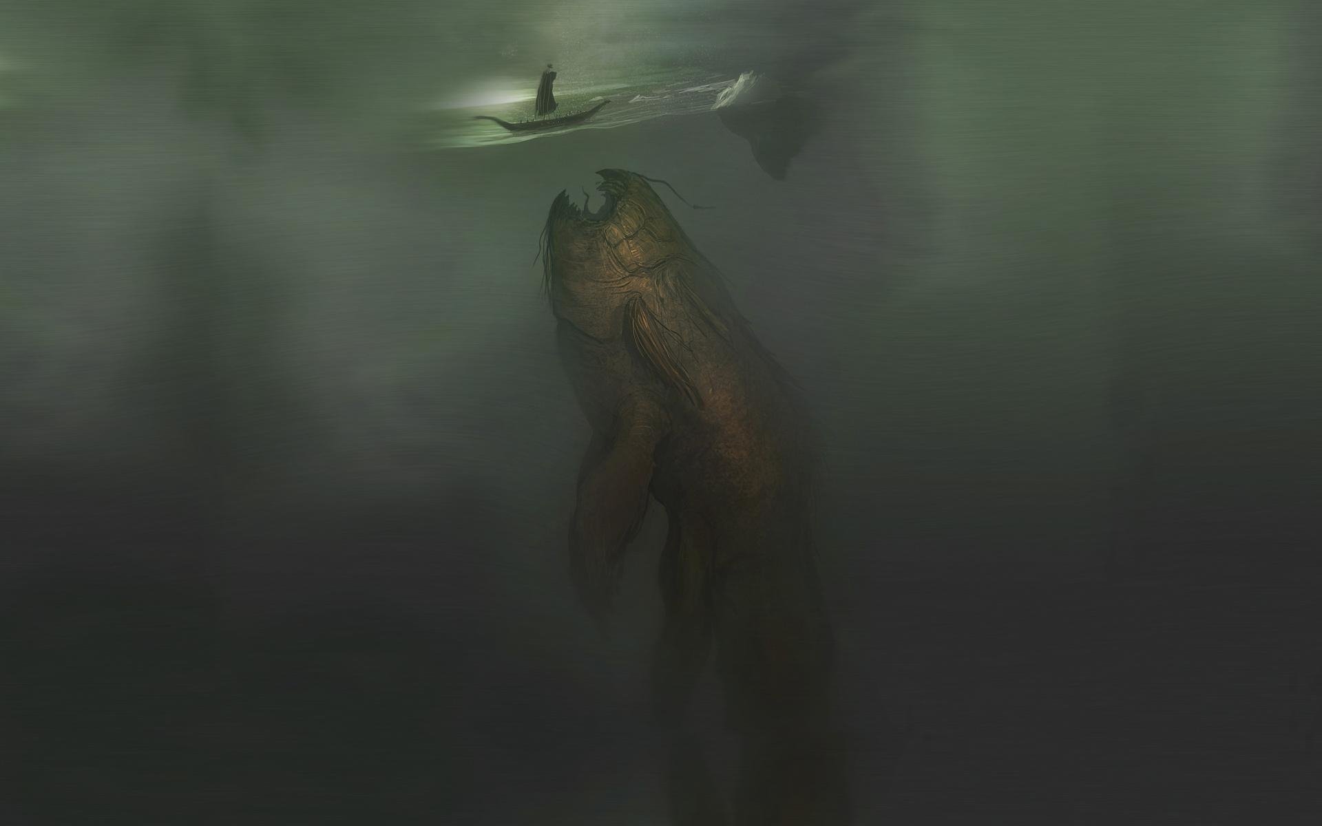 Boat Creature Eye Sea - Monster , HD Wallpaper & Backgrounds