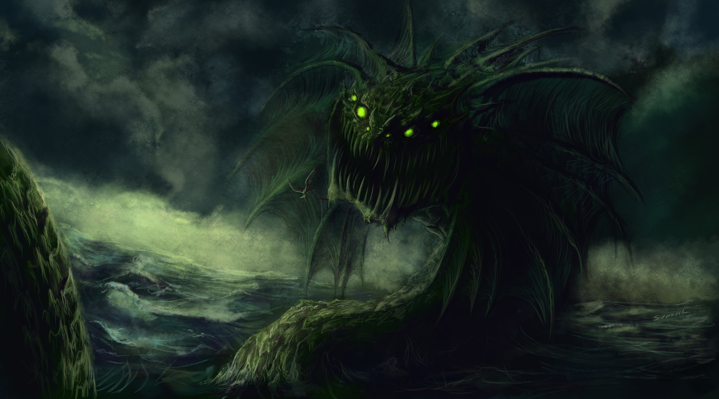 Creature Sea Monster Sunbeam Underwater - Dark Water Monsters , HD Wallpaper & Backgrounds