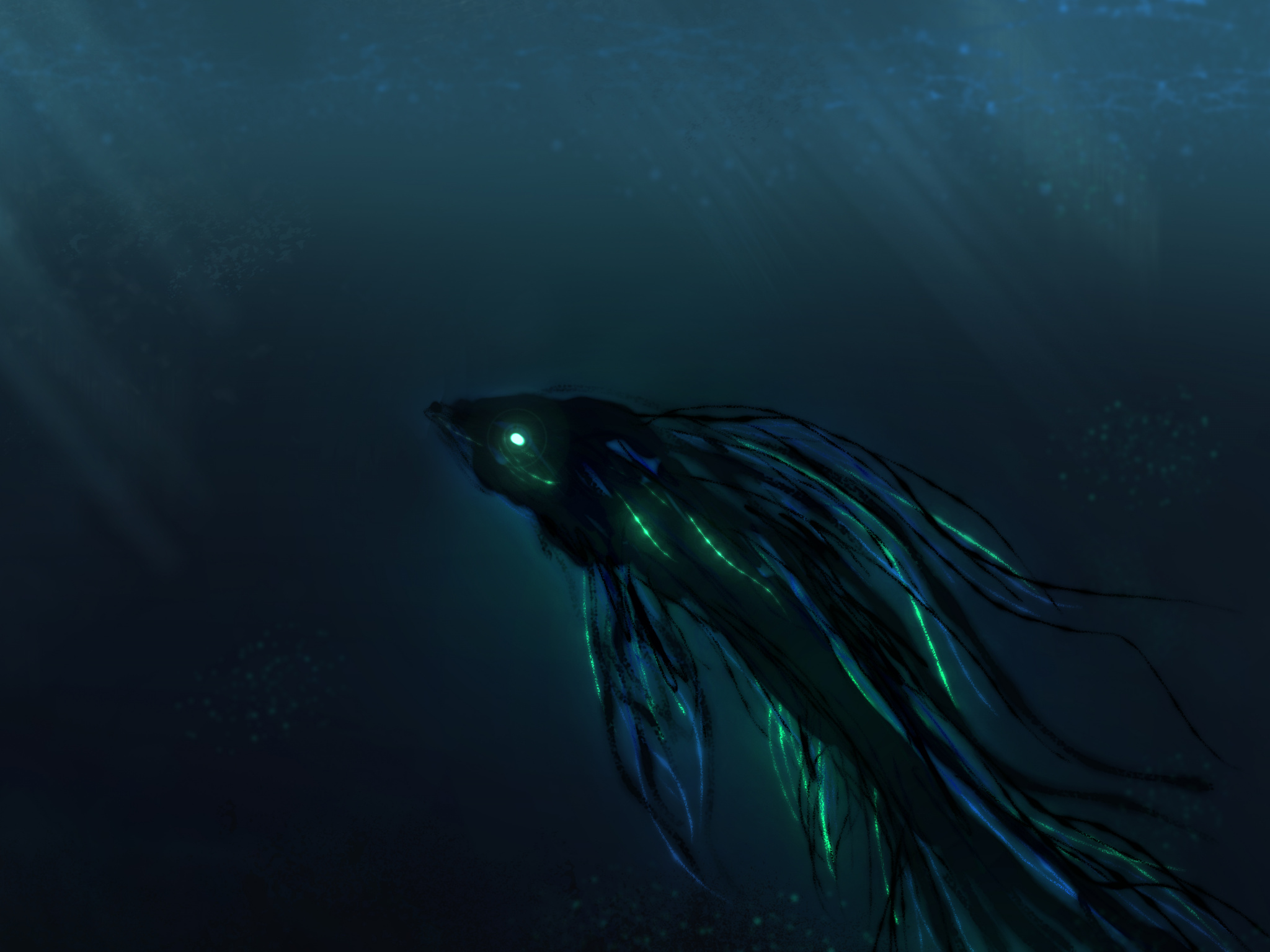 Ocean, Sea Monster, Deep Sea, Water, Darkness Wallpaper - Deep Sea Wallpaper 4k , HD Wallpaper & Backgrounds
