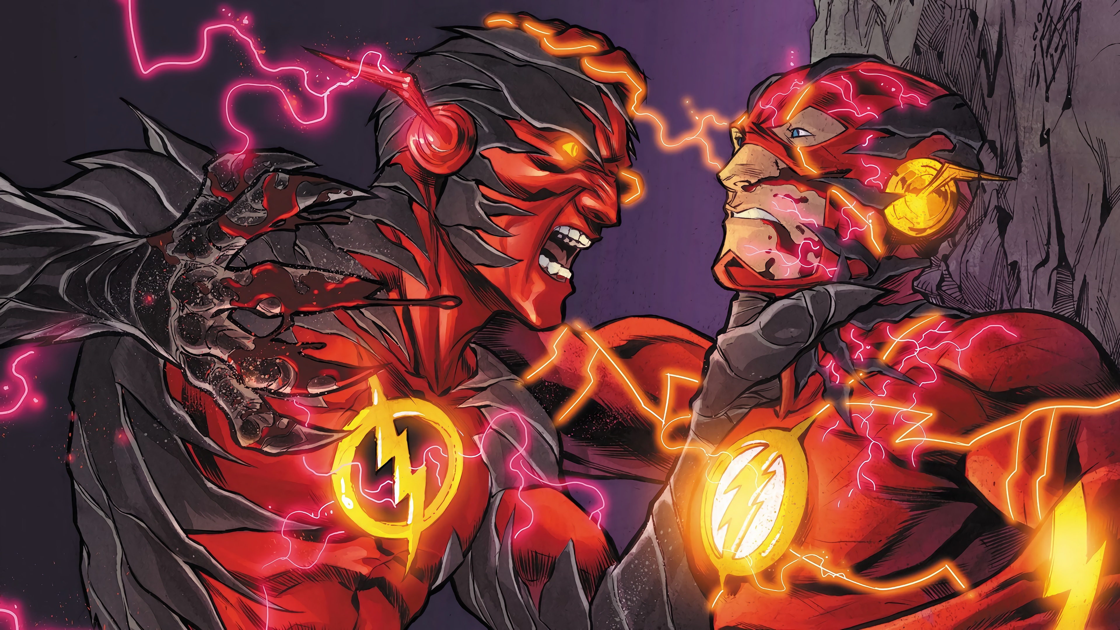 Reverse-flash The Flash Fight Dc Comics 4k Wallpaper - Flash Comics Wallpaper Hd , HD Wallpaper & Backgrounds