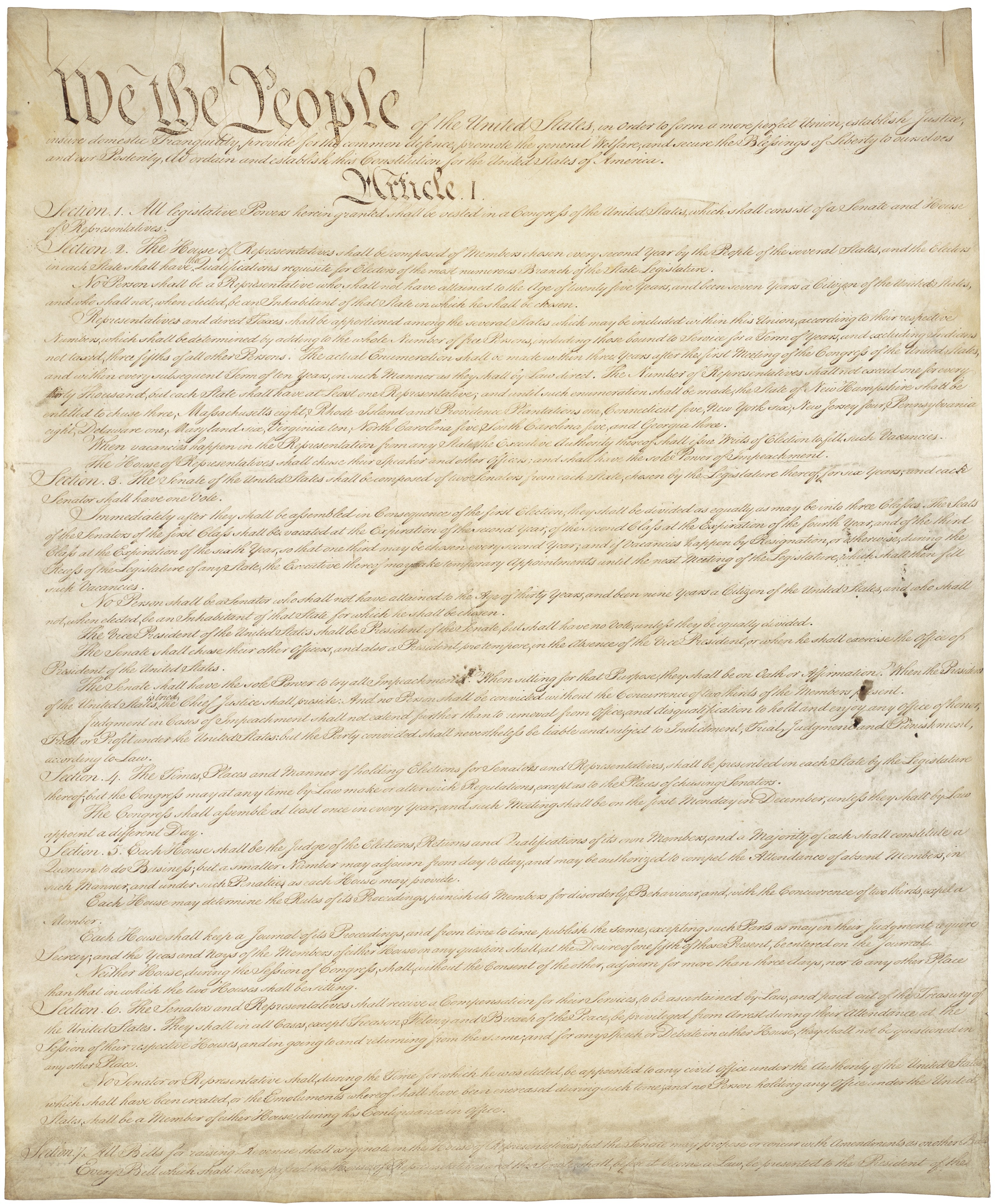 Usa, Constitution, United States, Paper, Document - Us Constitution Pdf One Page , HD Wallpaper & Backgrounds