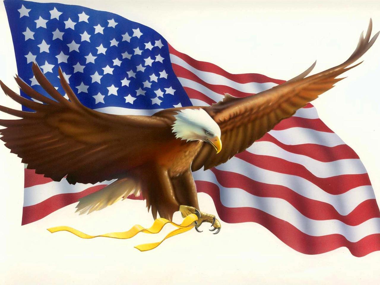 Free 4th Of July Wallpaper - Eagle Holding American Flag , HD Wallpaper & Backgrounds