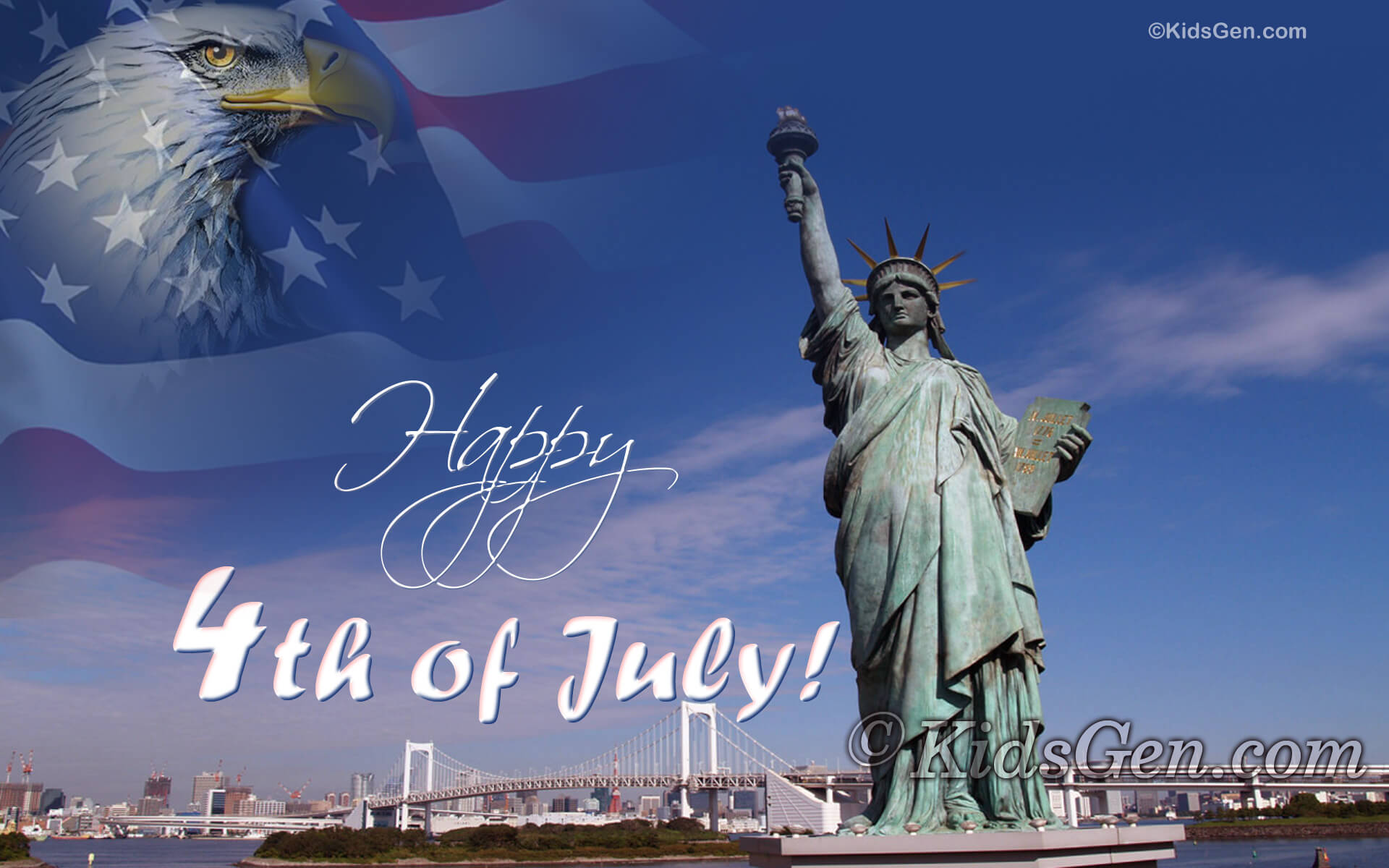4th Of July Desktop Free Wallpapers - Statue Of Liberty Hd , HD Wallpaper & Backgrounds
