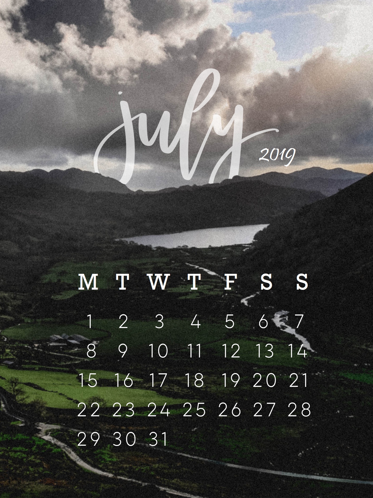 Mountains Scene July 2019 Iphone Wallpaper Calendar - June 2019 Iphone Background , HD Wallpaper & Backgrounds