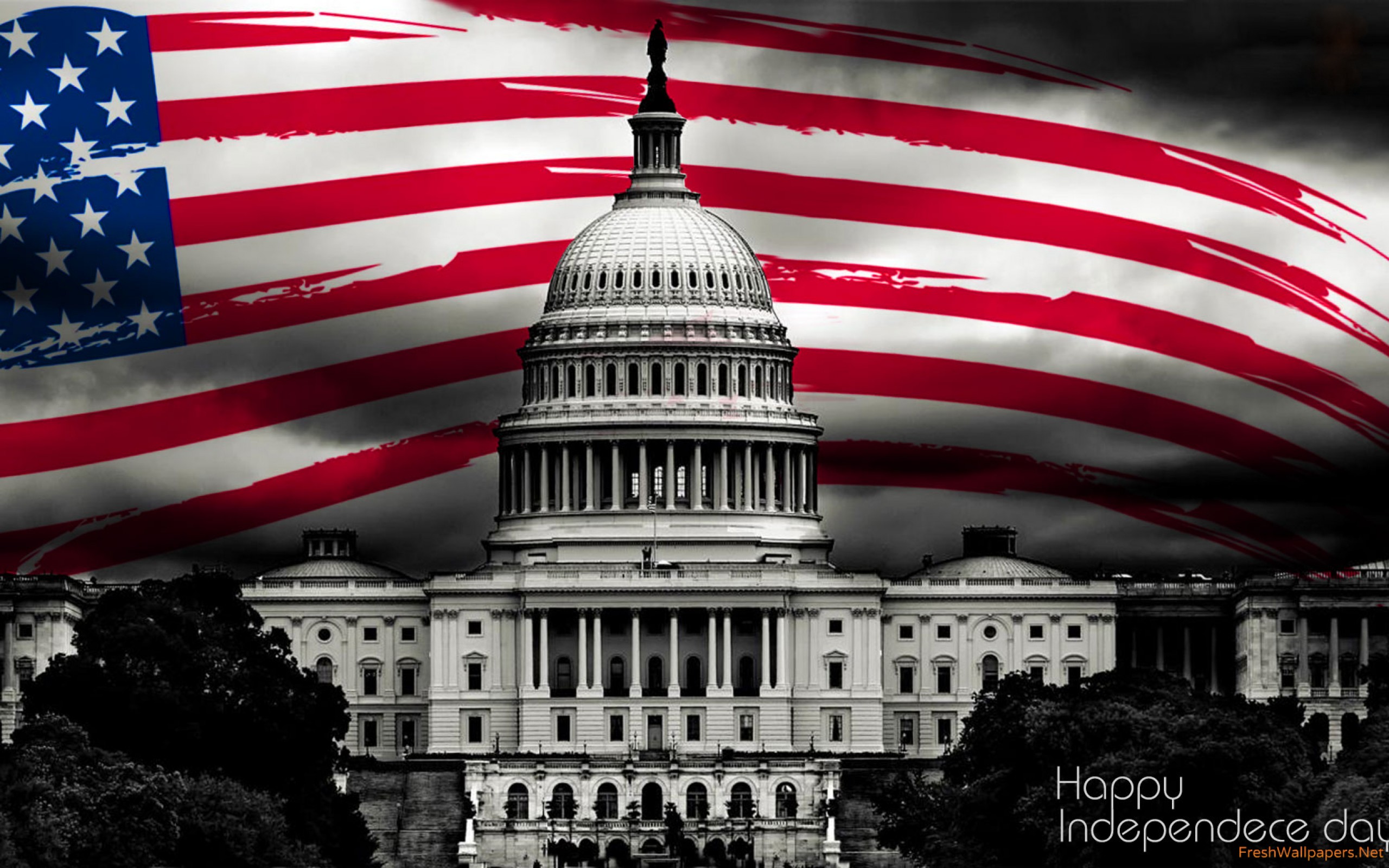 Happy Independence Day 4th July Wallpaper - U.s. Capitol , HD Wallpaper & Backgrounds