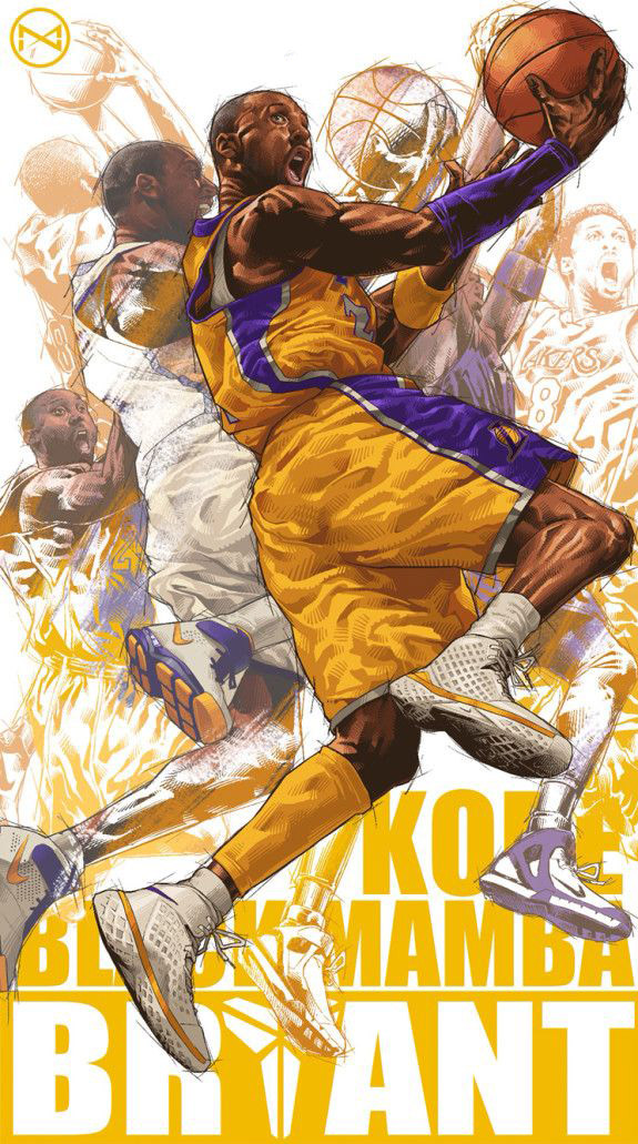 Kobe Bryant Iphone Wallpaper - Kobe Bryant Illustration , HD Wallpaper & Backgrounds
