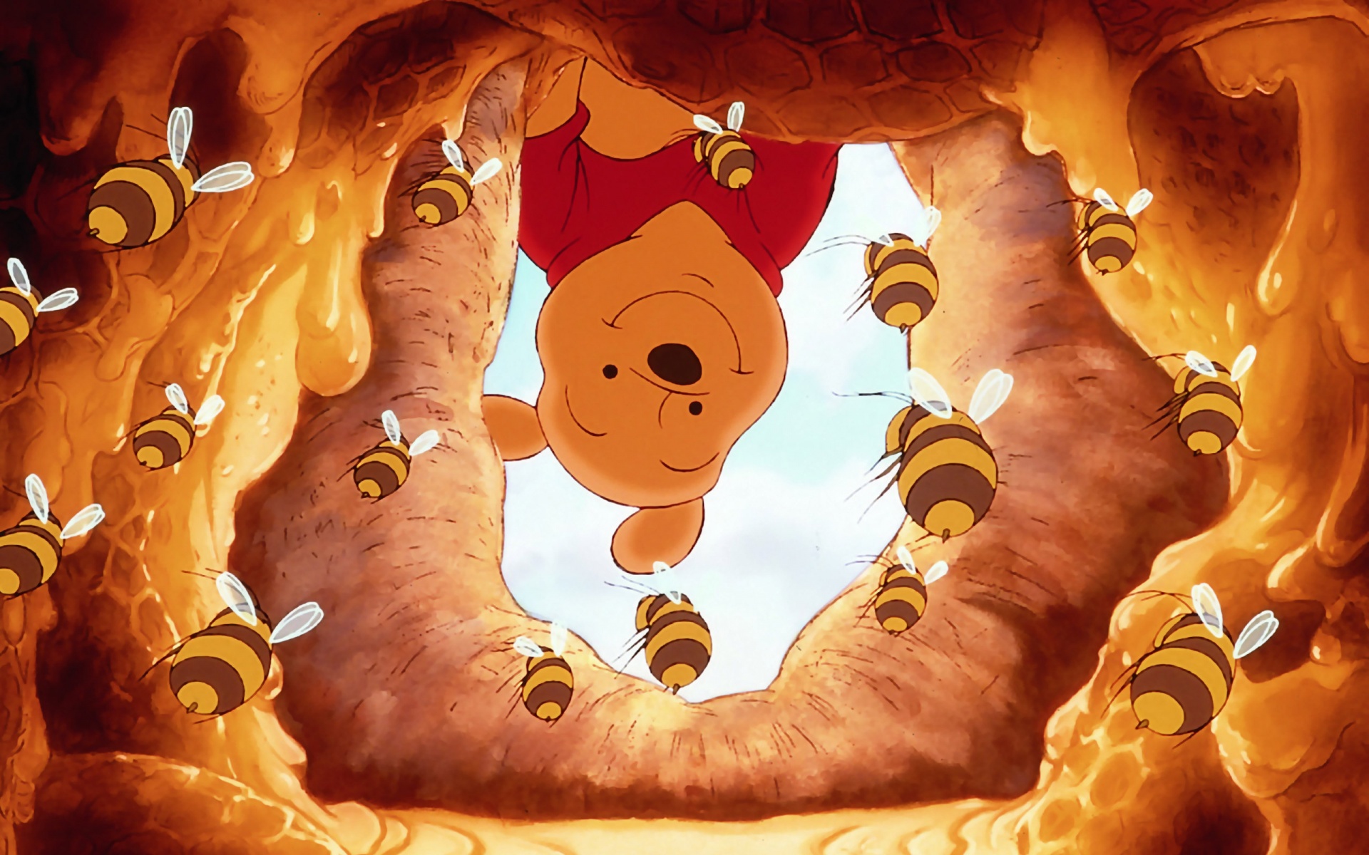 Winnie The Pooh Wallpapers Hd A25 - Winnie The Pooh In Honey , HD Wallpaper & Backgrounds