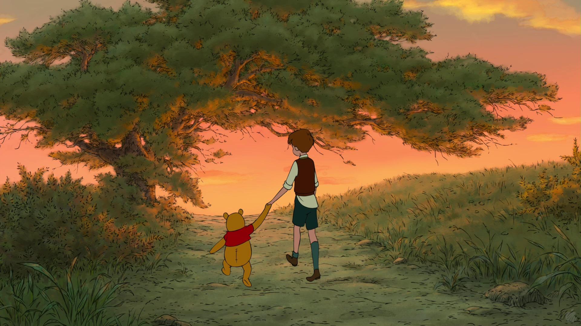 Pooh - Winnie The Pooh And Christopher Robin Holding Hands , HD Wallpaper & Backgrounds