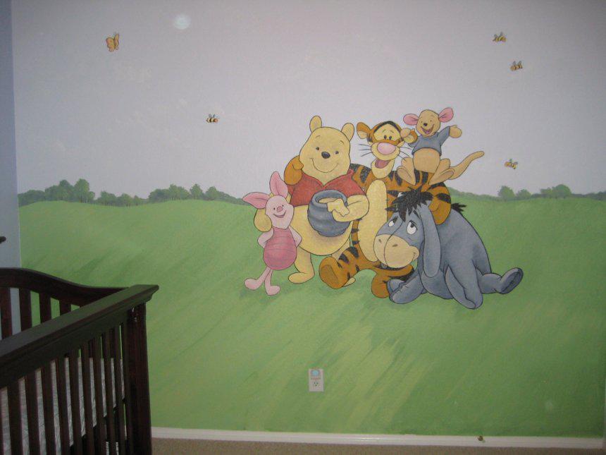 Classic Winnie The Pooh Nursery Accessories - Winnie The Pooh Nursery Mural Ideas , HD Wallpaper & Backgrounds