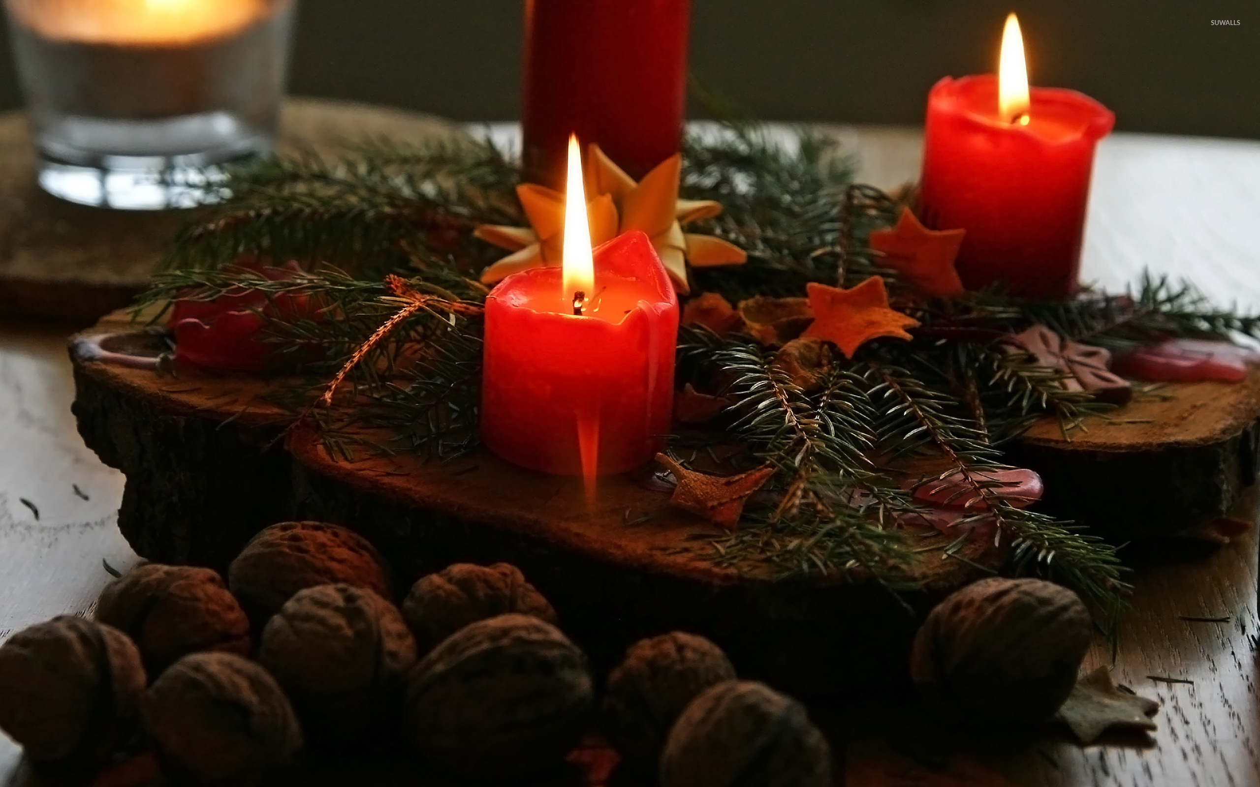 Christmas Candles [2] Wallpaper - Christmas Candle Wallpaper 4k , HD Wallpaper & Backgrounds