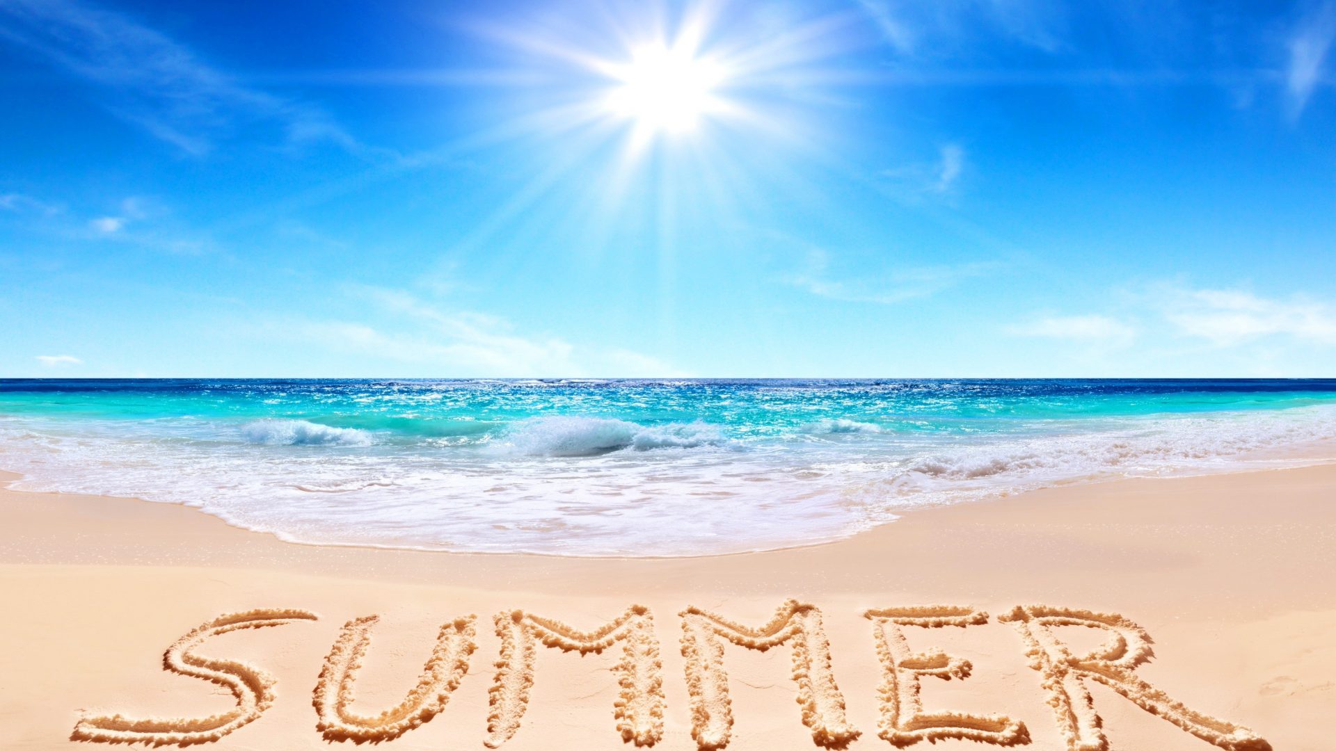 Beach Sun Paradise Vacation Summertime Nature Sea Sky - Summer Hd , HD Wallpaper & Backgrounds