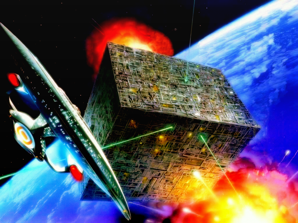 Star Trek Enterprise Vs Borg , HD Wallpaper & Backgrounds