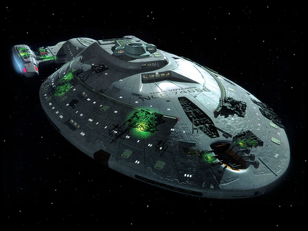 Voyager With Borg Modifications - Star Trek Voyager Spaceship , HD Wallpaper & Backgrounds