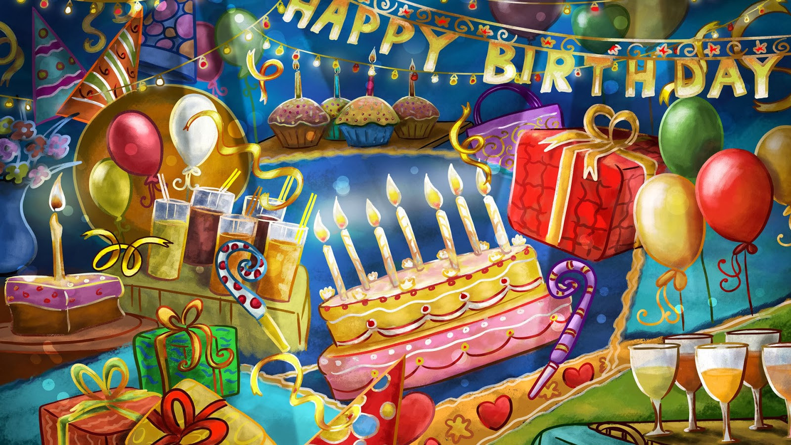 Birthday Wishes Images Free Download Lovable Happy - Happy Birthday Painting , HD Wallpaper & Backgrounds