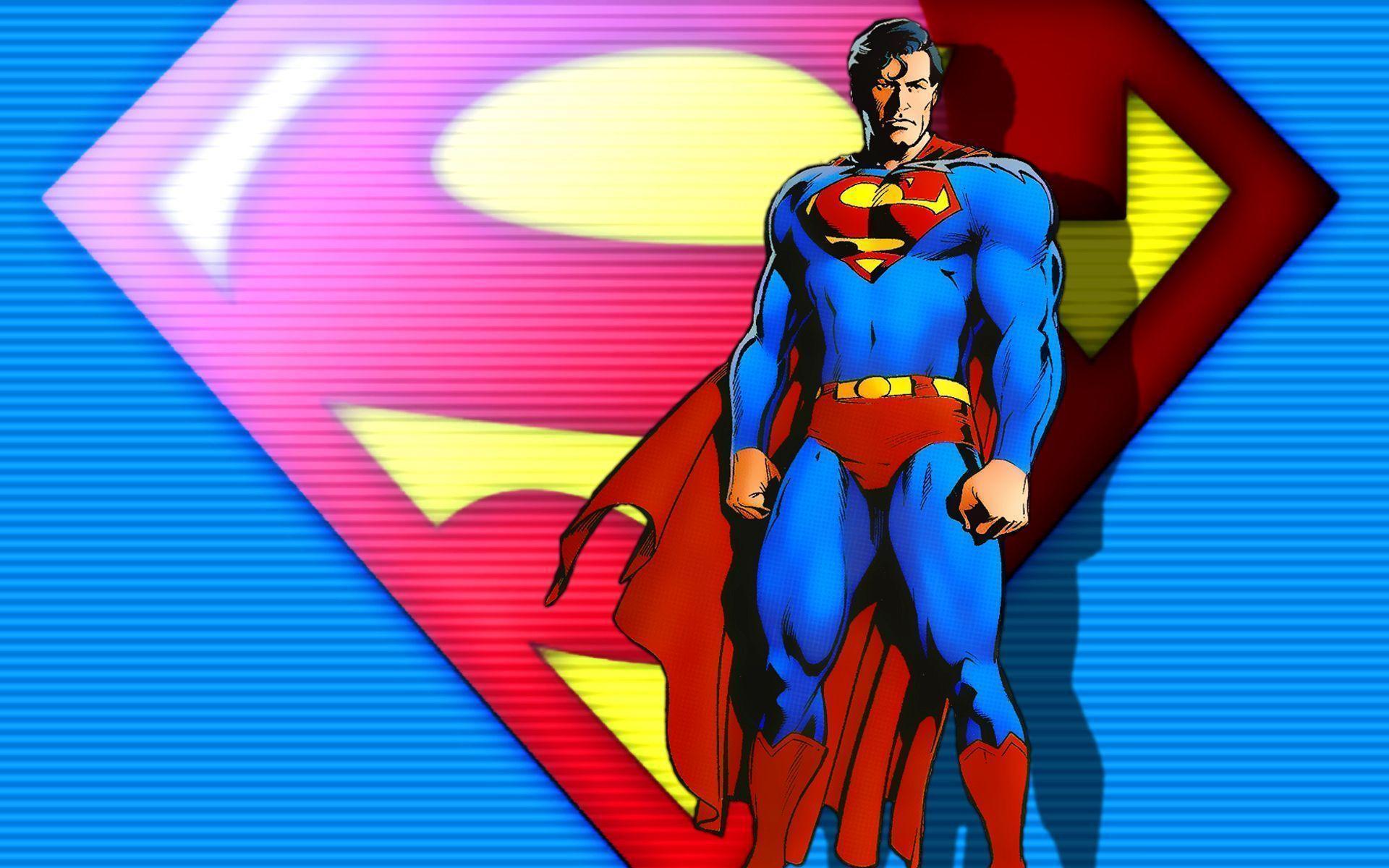 Superman Comic Desktop Wallpaper - Superman Cartoon Background Hd , HD Wallpaper & Backgrounds