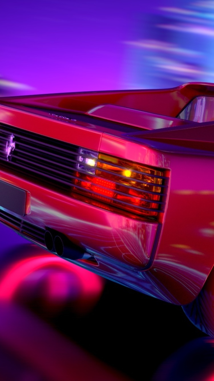 Ferrari Testarossa Retrowave - Ferrari Testarossa Wallpaper Iphone , HD Wallpaper & Backgrounds