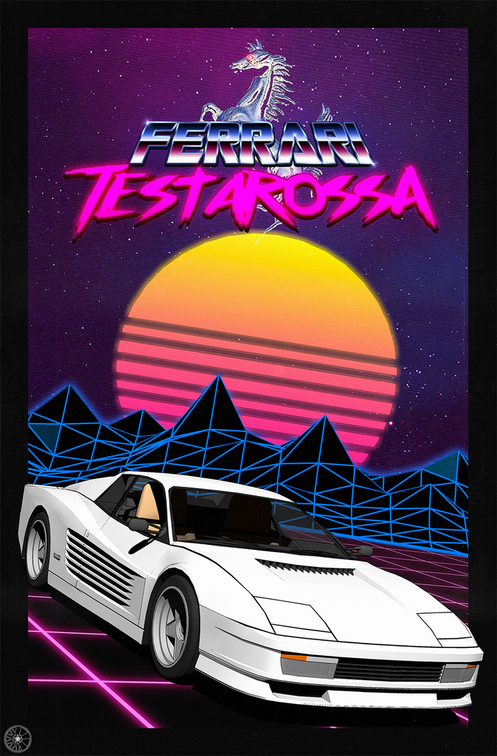 Ferrari Testarossa - Retrowave Style - Ferrari Testarossa Retro 80's Style , HD Wallpaper & Backgrounds