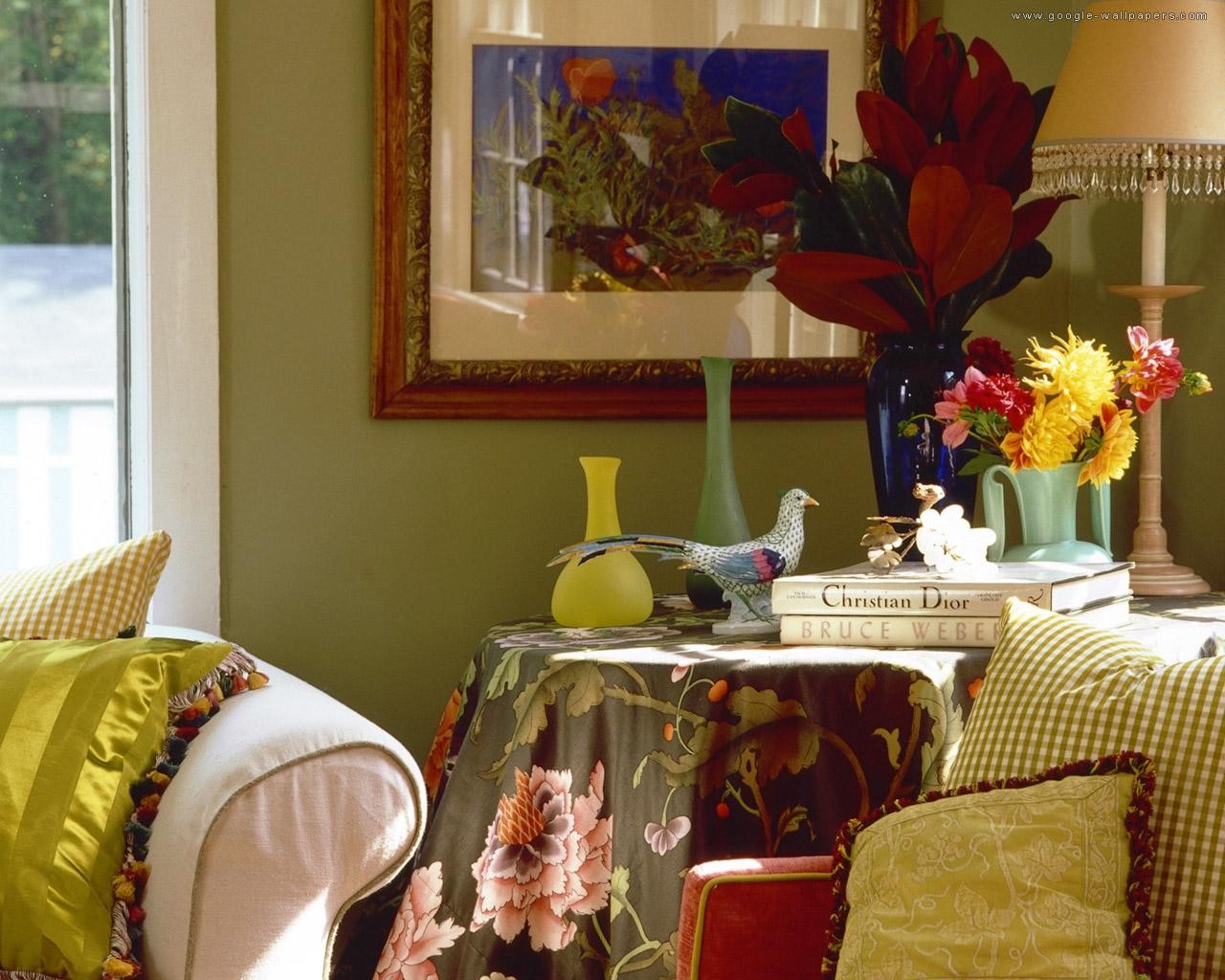 Beautiful Resting Corner Room Painting Flowers Vase - Dining Room , HD Wallpaper & Backgrounds
