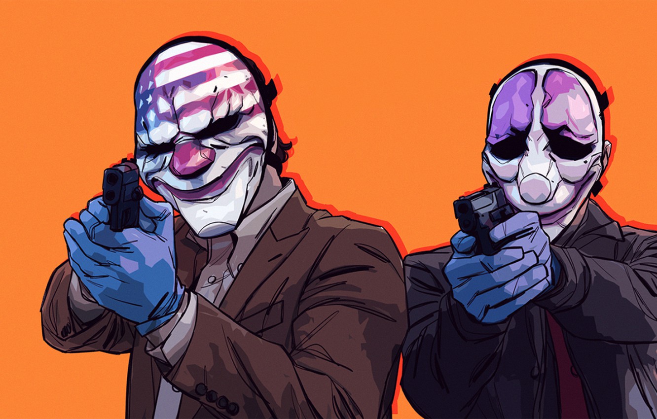 Photo Wallpaper Gun, Houston, Dallas, Mask, Payday - Payday 2 Dallas And Houston , HD Wallpaper & Backgrounds