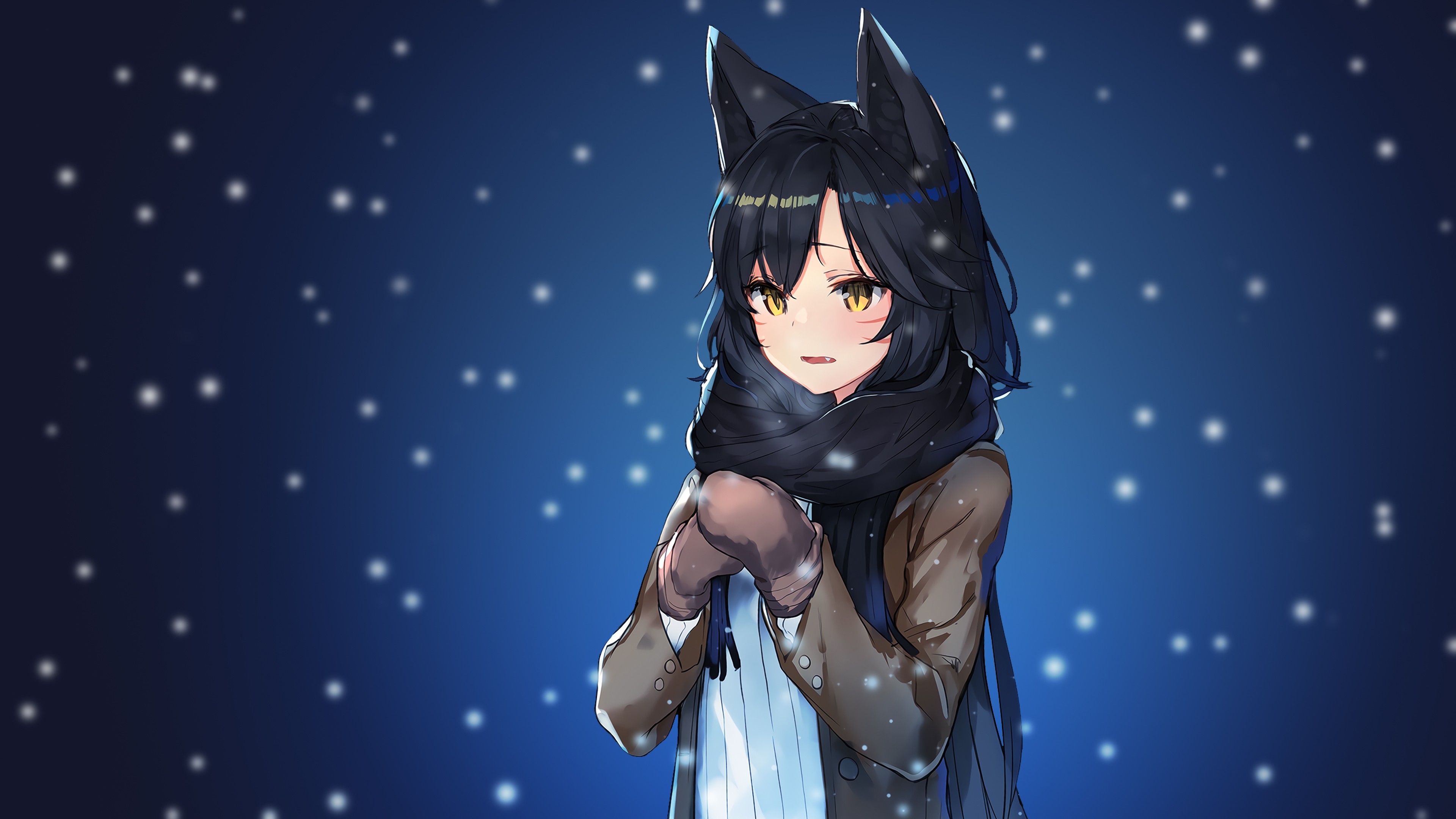 Wallpaper Ahri From League Of Legends - Half Wolf Anime Girl , HD Wallpaper & Backgrounds