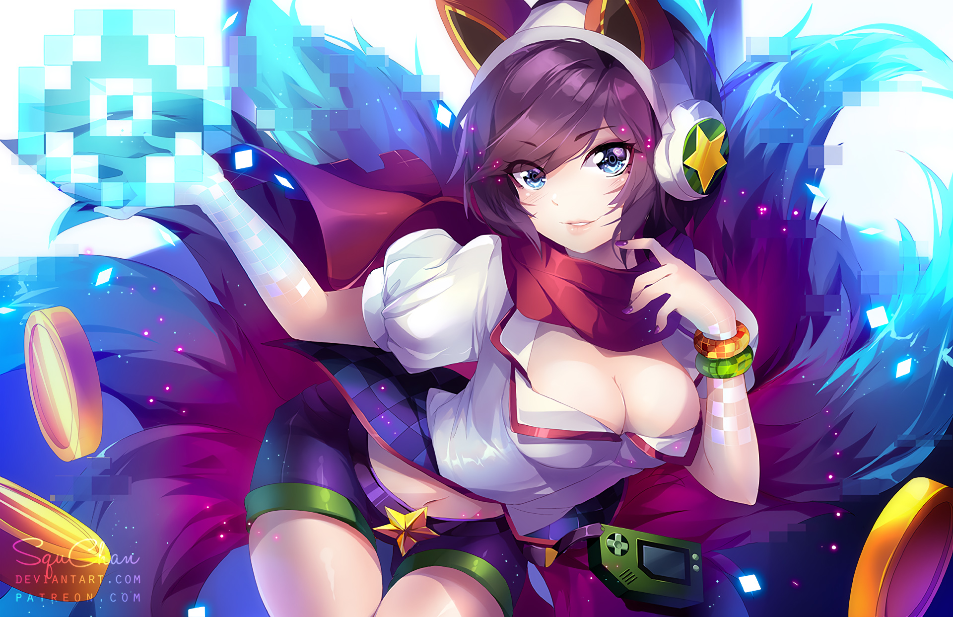 Arcade Ahri By Squchan Hd Wallpaper Fan Art Artwork - League Of Legends Arcade Ahri , HD Wallpaper & Backgrounds