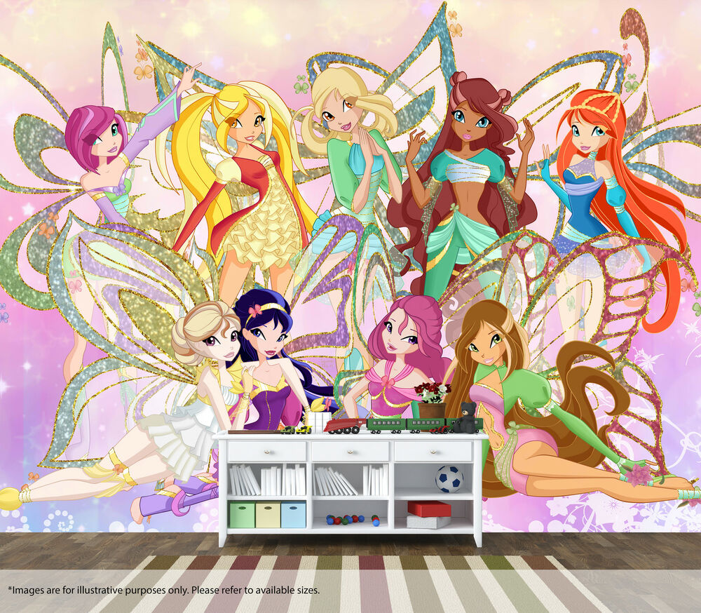 Details About Winx Club Wall Mural Art Quality Pastable - Winx Club Stickers Muraux , HD Wallpaper & Backgrounds