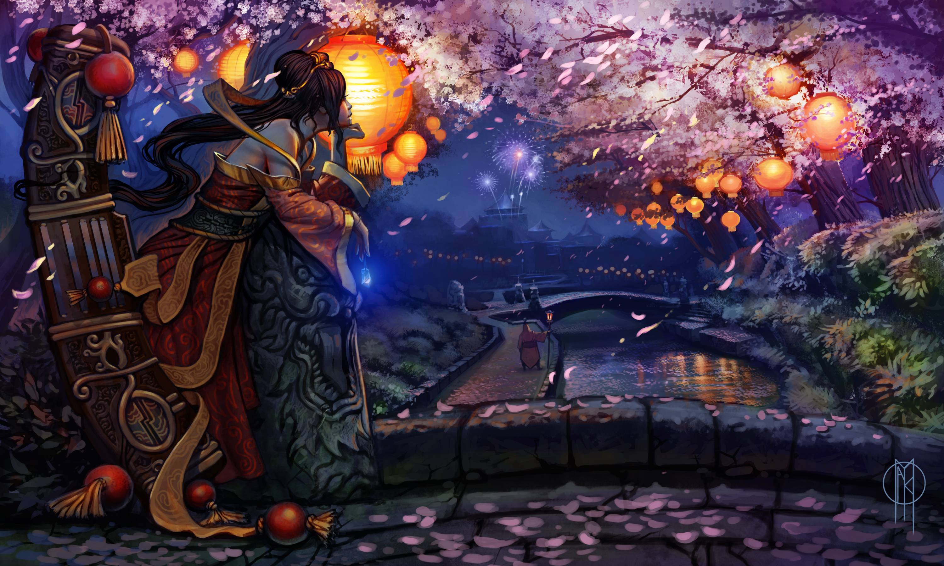 Sona Images Guqin Sona Hd Wallpaper And Background - Cherry Blossoms League Of Legends , HD Wallpaper & Backgrounds