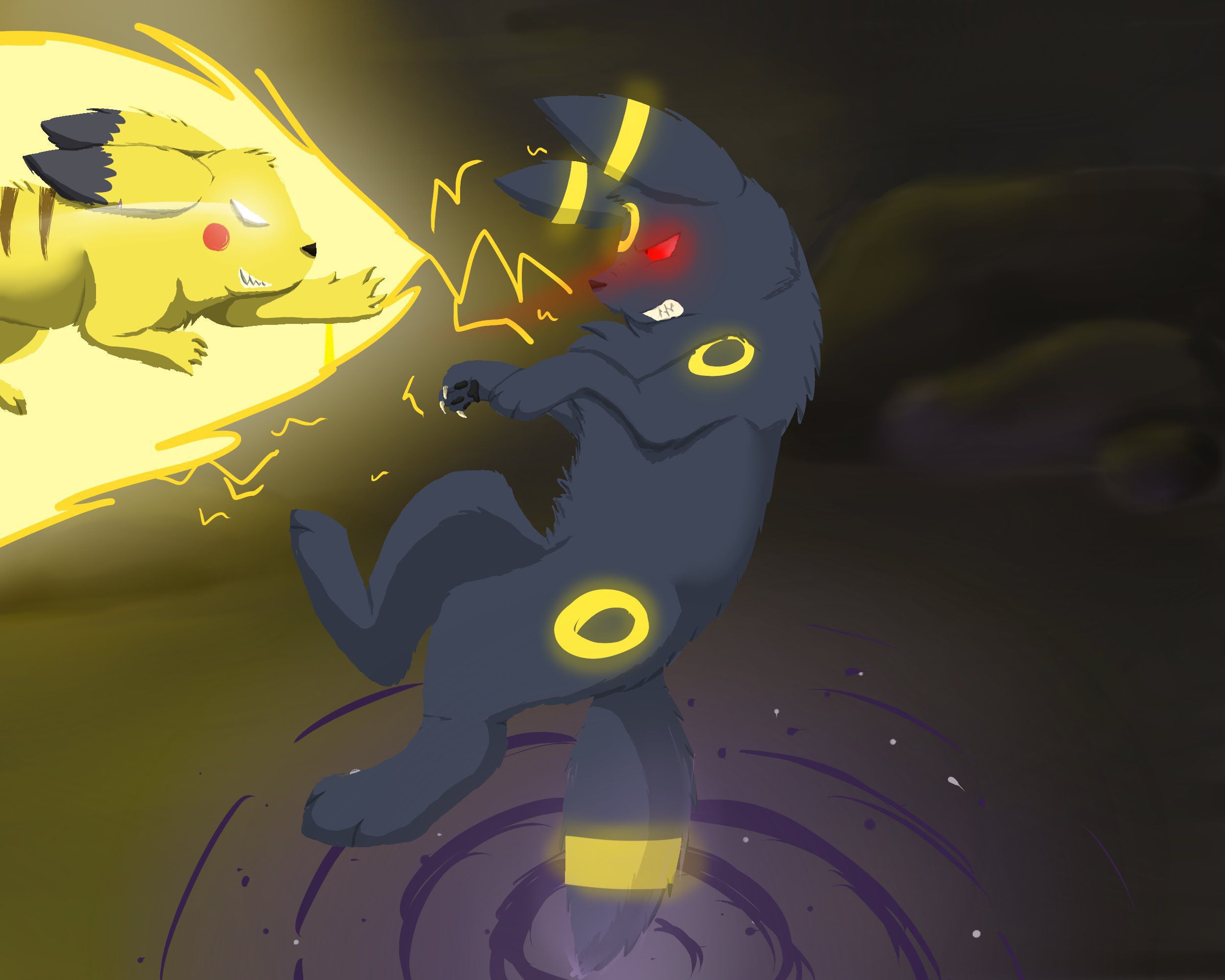 Pikachu And Shiny Umbreon , HD Wallpaper & Backgrounds