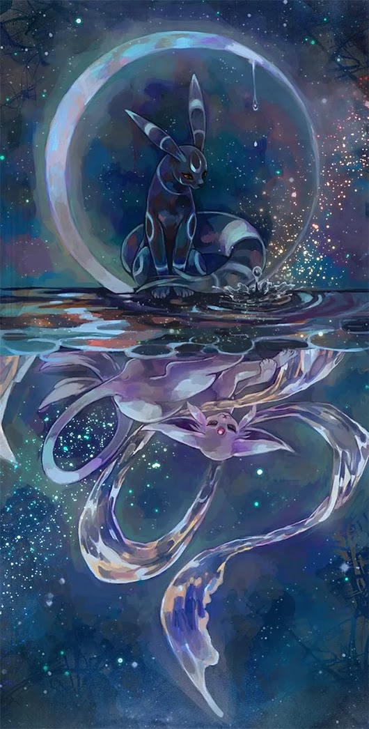 Umbreon/espeone Rotate Phone Wallpaper - Espeon And Umbreon Art , HD Wallpaper & Backgrounds