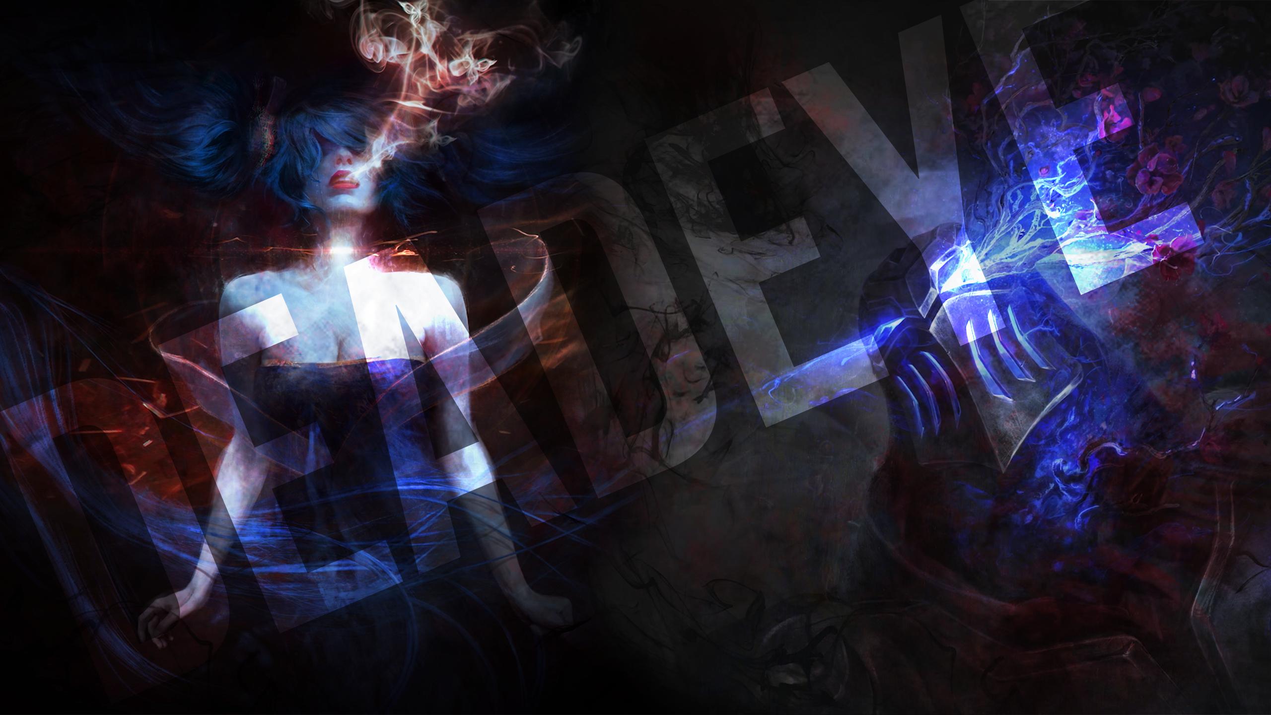 Sona And Zed With Text - Zed Champion 2560 X 1440 , HD Wallpaper & Backgrounds