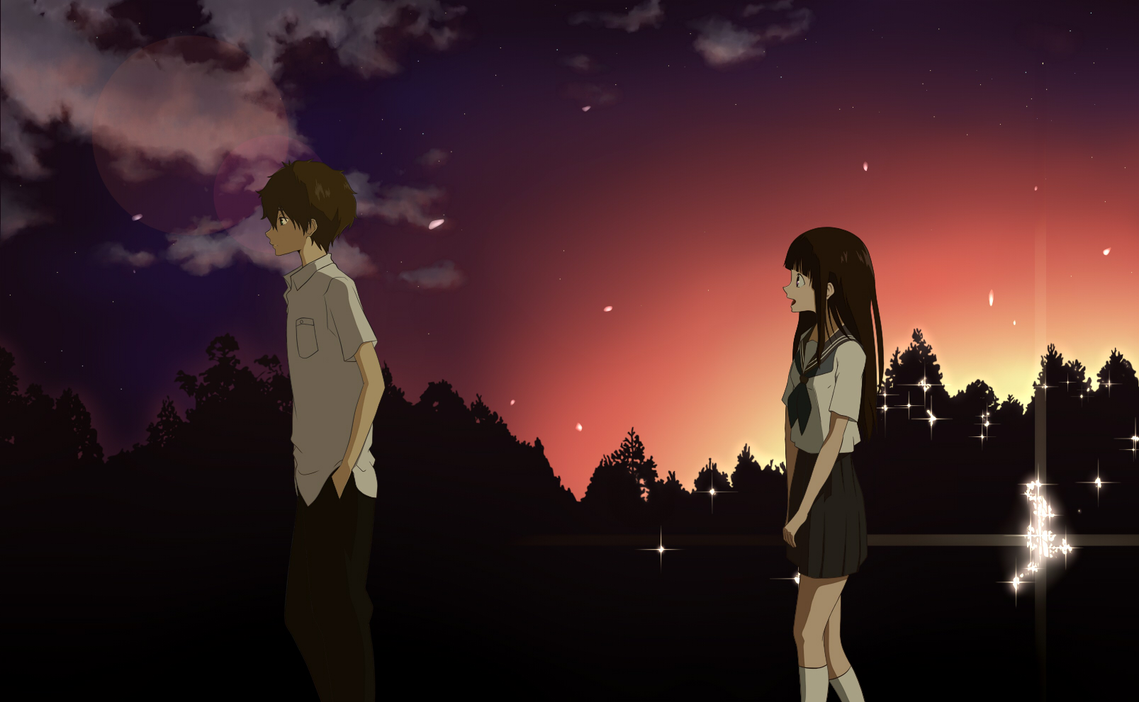 Guy And Girl Walking Anime , HD Wallpaper & Backgrounds