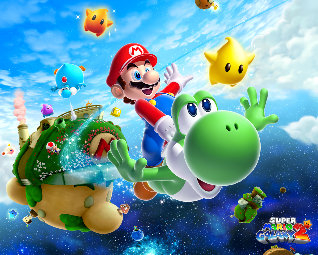 Download - Yoshi Mario Galaxy 2 , HD Wallpaper & Backgrounds