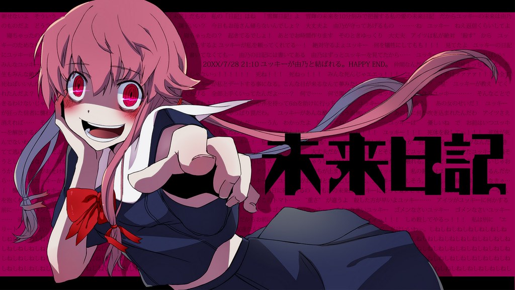 Mirai Nikki Fanart Wallpaper Gasai Yuno - Pink Hair Psycho Anime Girl , HD Wallpaper & Backgrounds