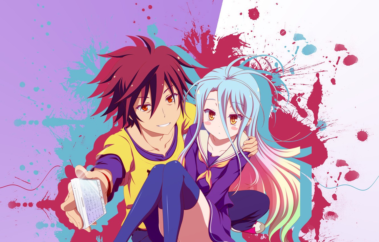 Photo Wallpaper Anime, Art, Girl, Guy, Two, No Game - Аниме No Game No Life , HD Wallpaper & Backgrounds