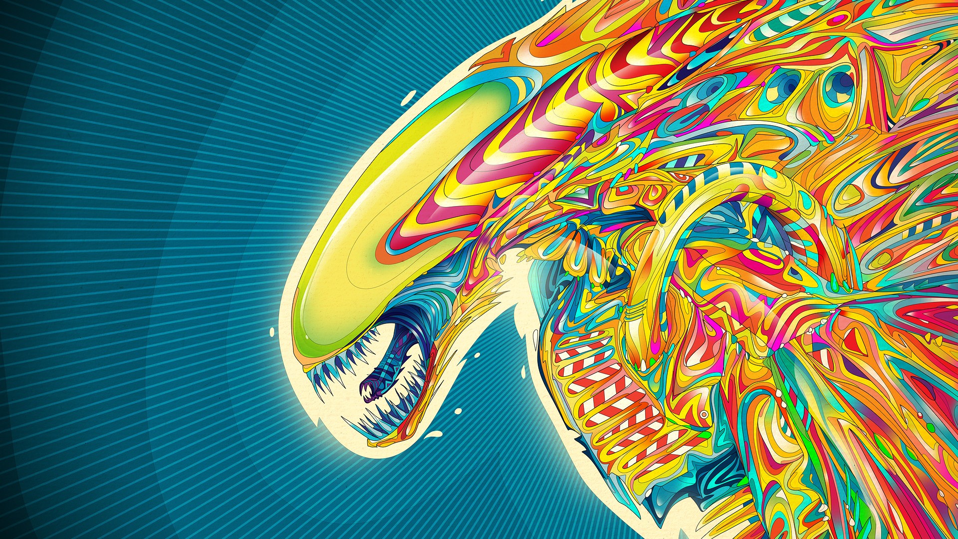 Wallpaper Xenomorph, Aliens, Art, Abstract - Abstract Psychedelic , HD Wallpaper & Backgrounds