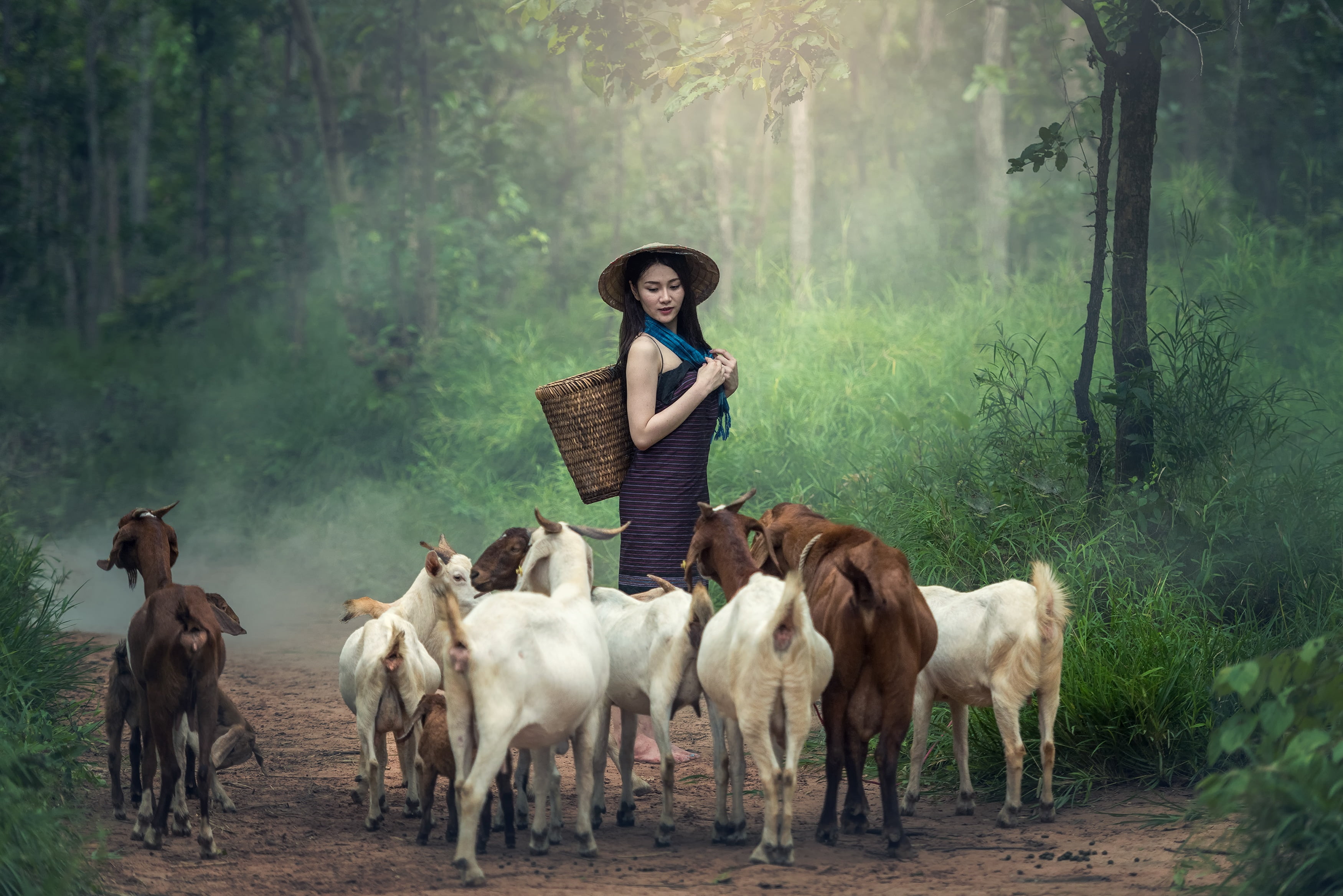 Goat-wallpaper 151297 - Woman With Animals , HD Wallpaper & Backgrounds